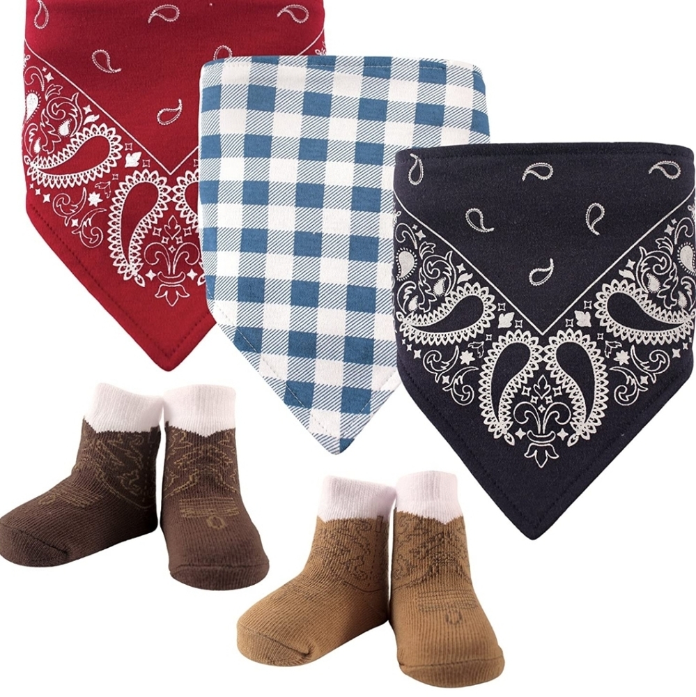Western baby bib & sock set